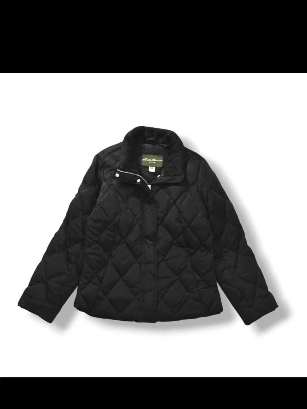 Eddie Bauer Women’s Black Diamond-Quilt Puffer Jacket Goose Down Coat